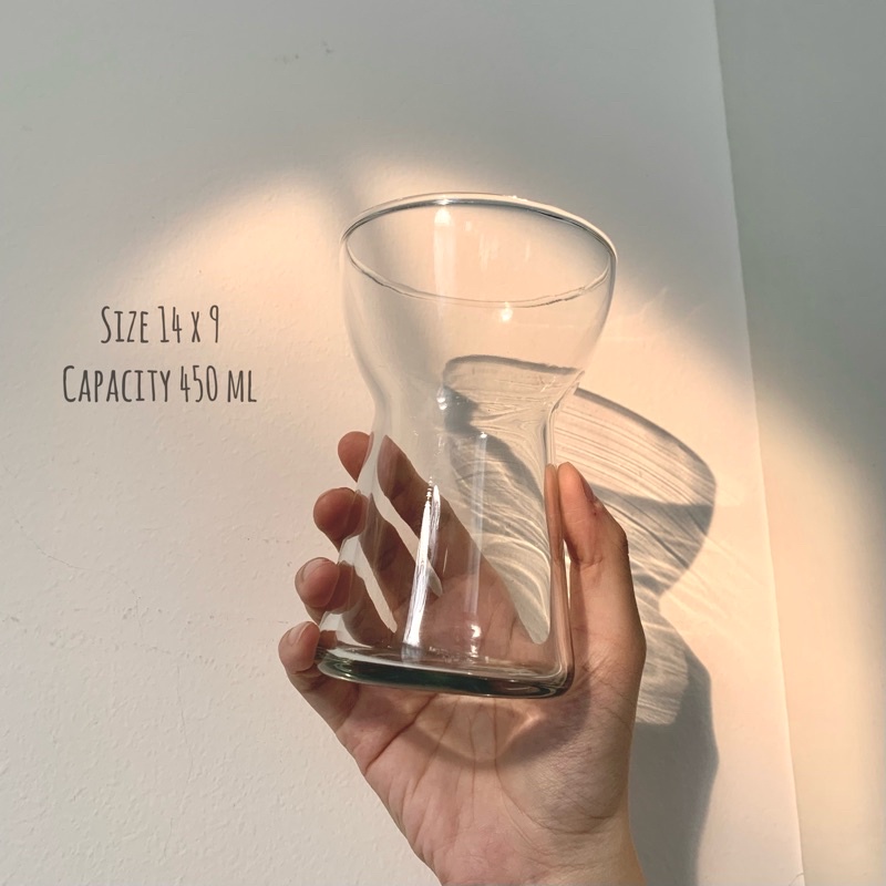 Glass Cup Aesthetic | Gelas Minum Teh Kopi Kaca Bening Homecafe Unik
