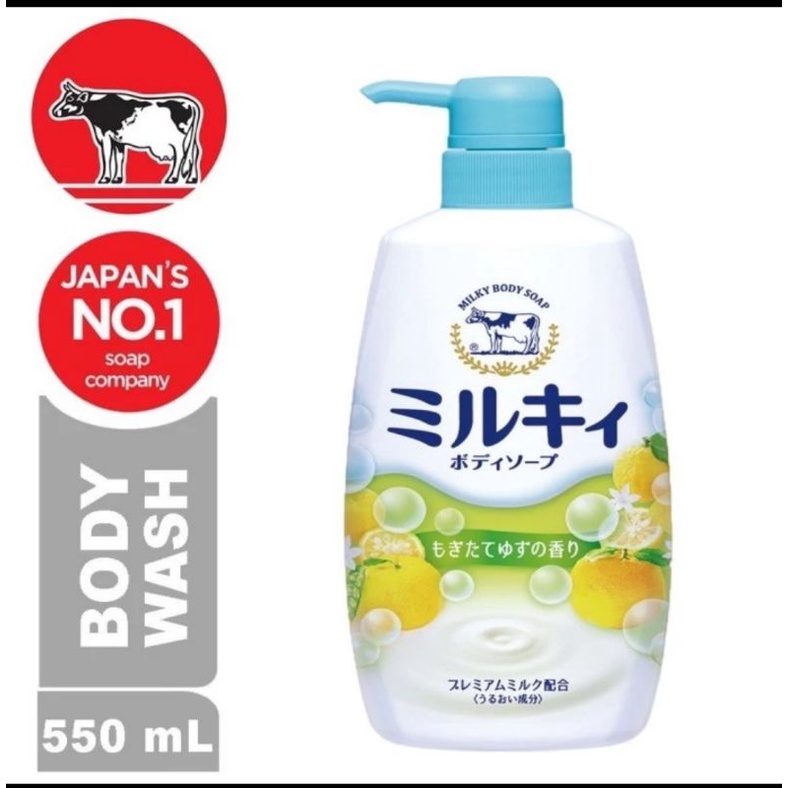 COW MILKY Body Soap Pump YUZU - 550ml Sabun Cair Susu Sapi YUZU