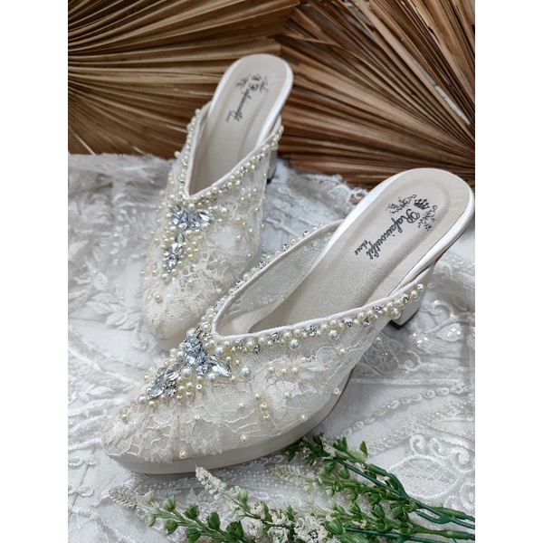 sepatu wedding alena broken white 9cm tahu