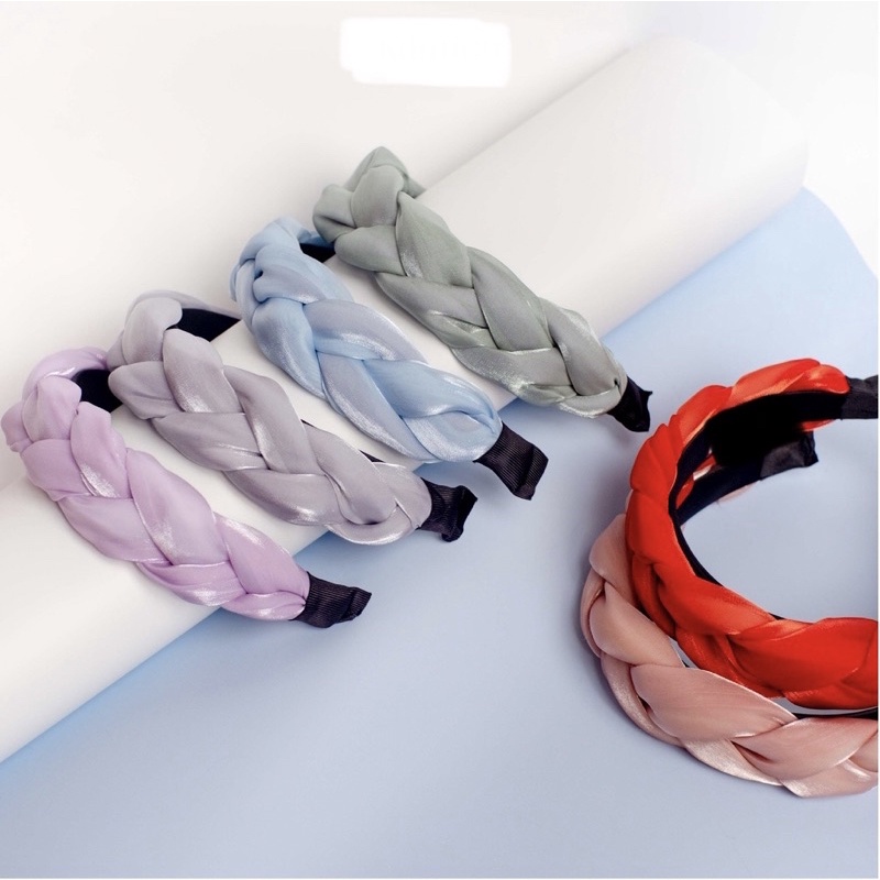 Bando Kepang Wanita Scrunchie / Bandana Nagita Organza / Headband Kepang Jalin Besar Ala Korea Aksesoris Rambut Wanita