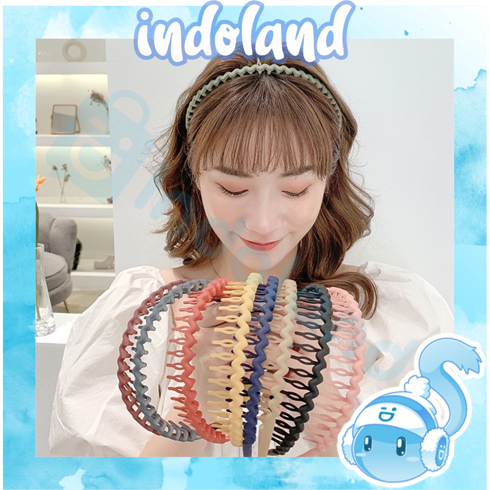 ☀ INDOLAND ☀ Bando Sirkam Doff Untuk Pria Wanita Model Korea Bandana Zigzag Matte Comb Headband R832