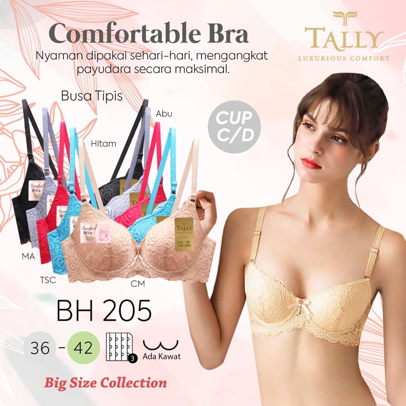 BRA BH TALLY 205 RENDA I CUP C | ADA KAWAT I BUSA TIPIS I SIZE 36 - 42