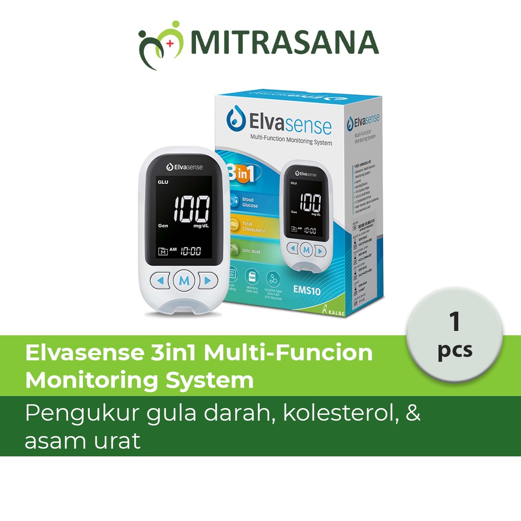 Elvasense MFM 3 in 1 System - Alat Cek 3in1 Elvasense (Gula Darah, Kolesterol &amp; Asam Urat)