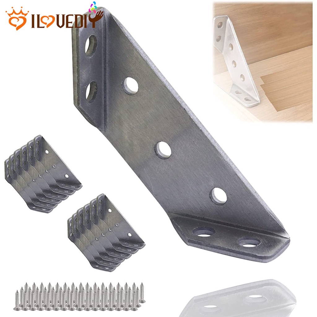 Bracket Sudut Pintu Kabinet Dinding Bentuk Segitiga 1 + 4 Sekrup Universal Bahan Stainless Steel