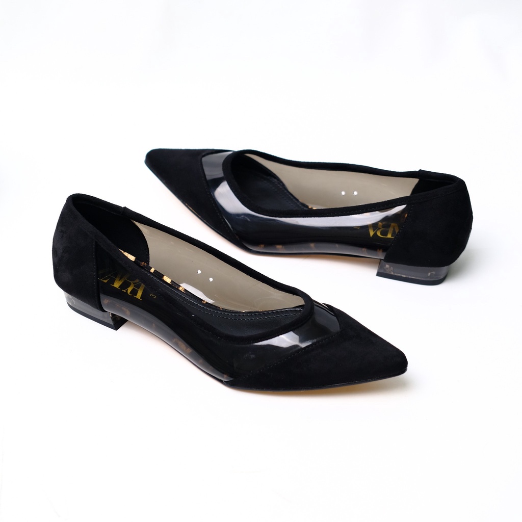 SEPATU KERJA WANITA ZS203 CONTRAST VINYL FLAT BALLET BALLERINA PREMIUM IMPORT