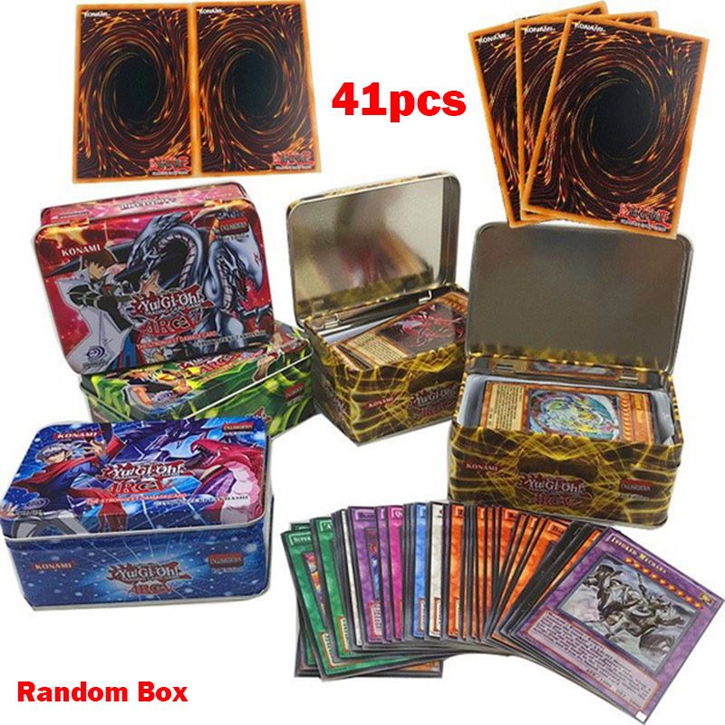 41pcs Besi Kotak YuGiOh Game Bermain Kartu Versi Bahasa Inggris Mainan Keluarga Game Kertas