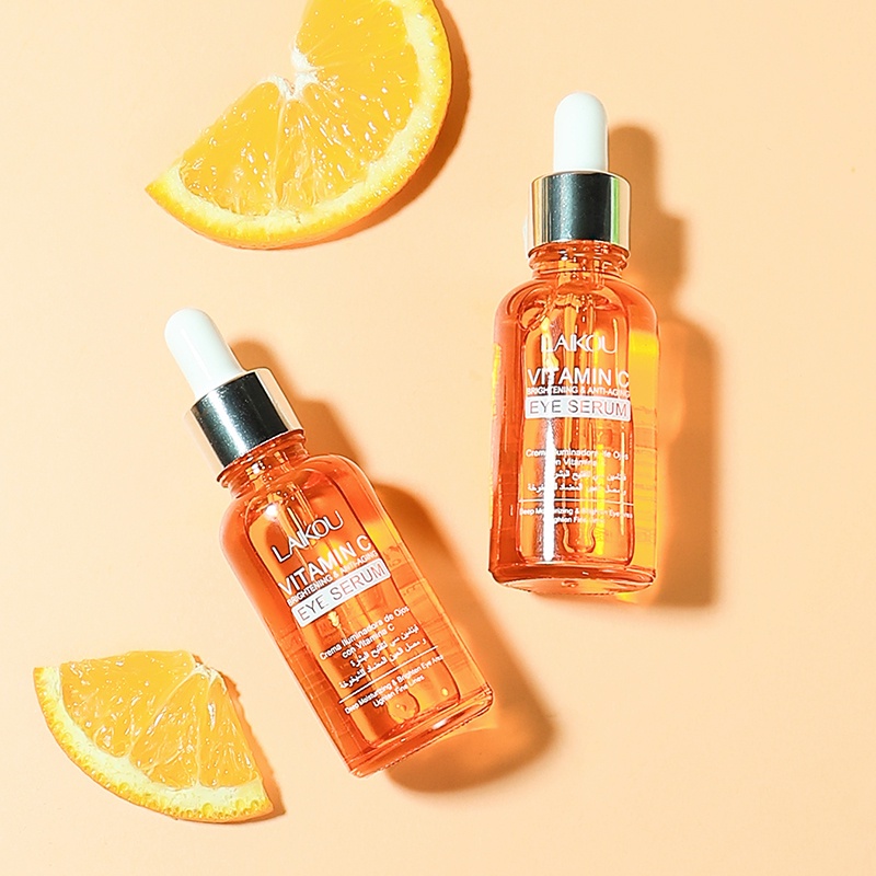 LAIKOU Vitamin C Anti-aging Eye Serum Esensi Memudarkan Kerutan Lingkaran Hitam Kantung Mata 30ml