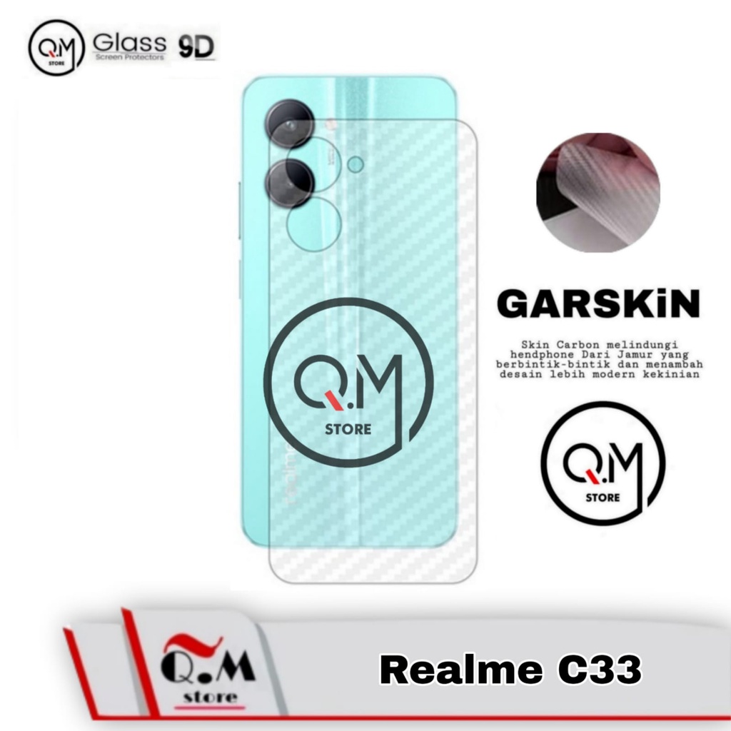 Garskin Carbon Realme C33 New 2022 Anti Gores Back Cover Bermotif Carbon Transparan Full 9D