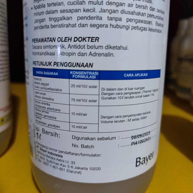 OBAT FOGGING HAMA AMPUH KOTHRINE 25EC Produk BAYER 1 Liter