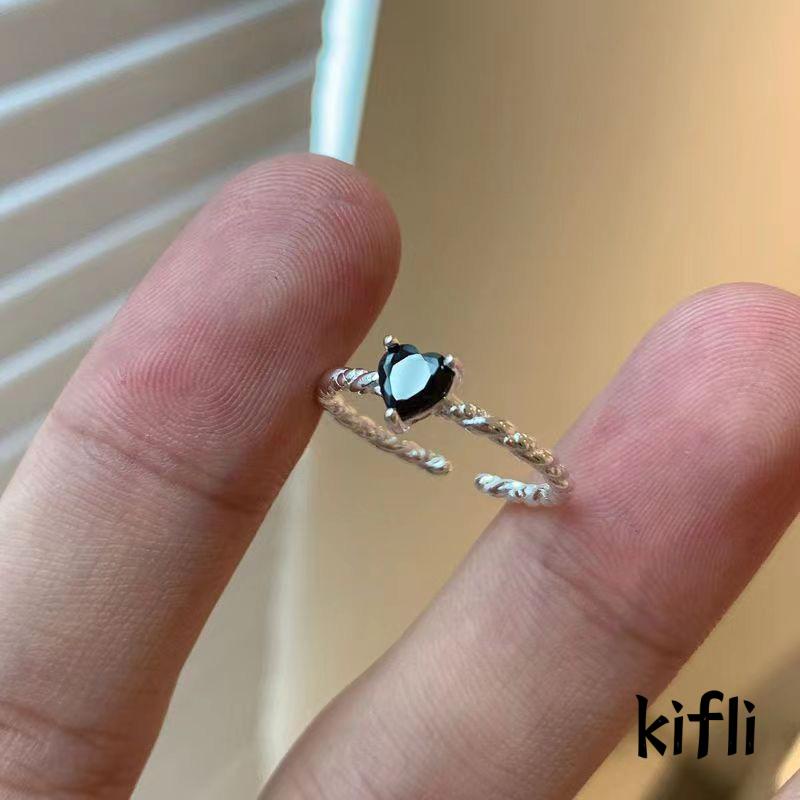 Cincin Zircon Bentuk Lingkaran Twist Hati Untuk Wanita