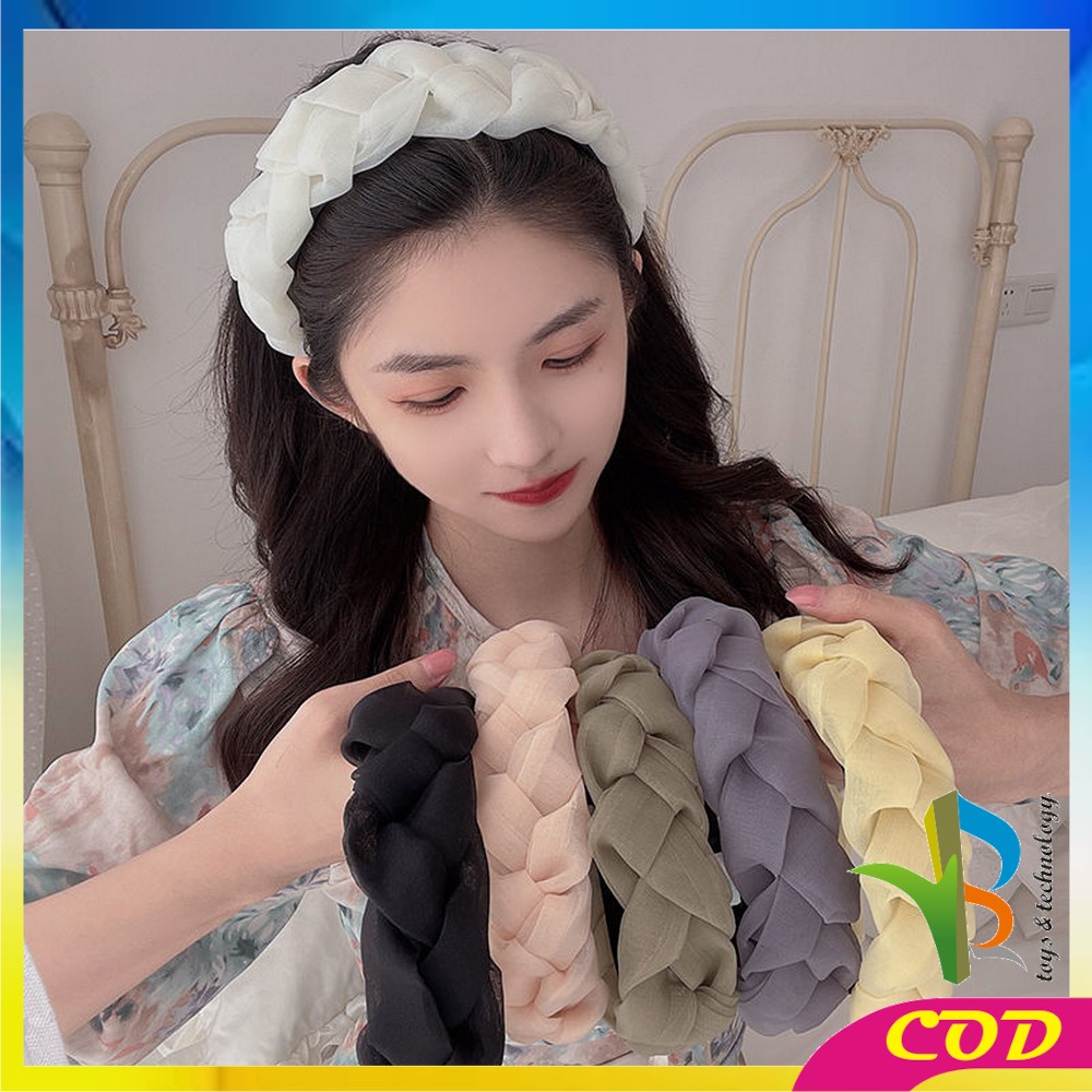 RB-C530 Bando Kepang Wanita Scrunchie / Bandana Nagita Organza / Headband Kepang Jalin Besar Ala Korea Aksesoris Rambut Wanita