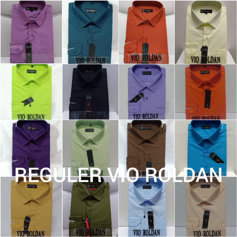 Vio Roldan Kemeja Polos Lengan Panjang Kemeja Katun Kemeja Kerja Kemeja Formal Kemeja Pria