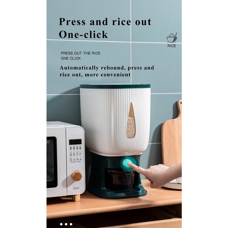 Dispenser Beras 10 KG Rice Dispenser Tempat Wadah Penyimpanan Beras Otomatis Rice Box 10 kg Dengan Wadah Pengering