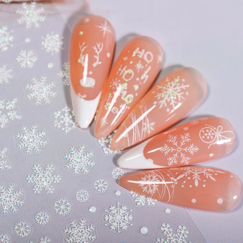1 Pc Stiker Kuku 3D Desain Santa Claus Snowflake Rusa Pohon Natal Warna Silver Emas Untuk Dekorasi Manicure