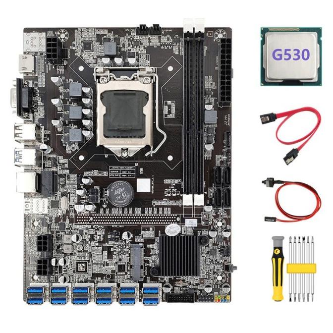 On036 B75 Eth Mining Motoard 12 Pcie Ke Usb G530 Cpu Set Obeng