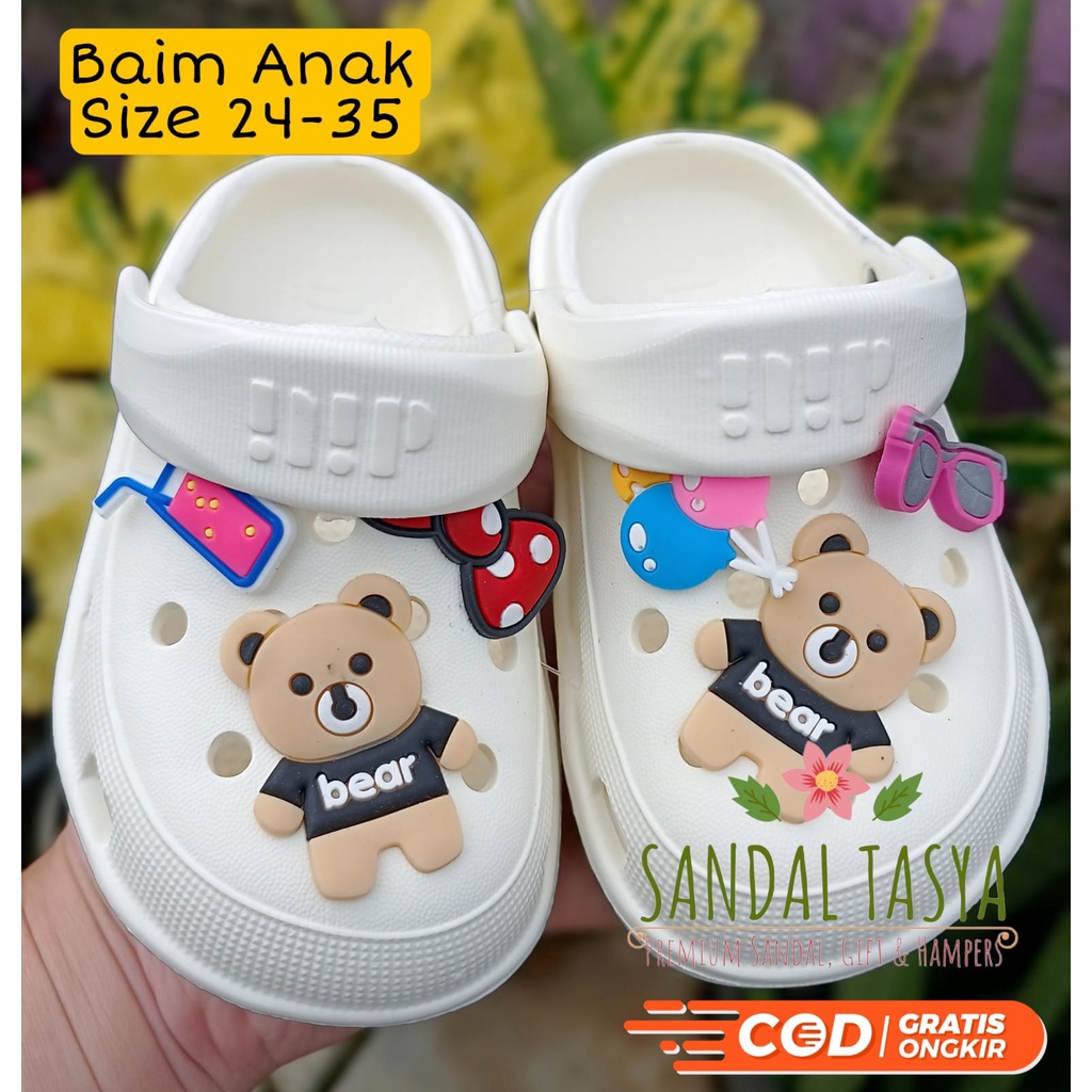 Sandal Baim Fuji Anak Perempuan 805 Karet EVA Karakter Beruang Korea Fashion Kekinian Tinggi 3 cm Umur 2 3 4 5 6 7 Tahun
