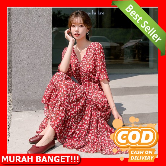 Dress Pesta Wanita Dress Kondangan Brukat Party Casual Dress Cewek Korea Gaun Pesta Wanita Brokat Re