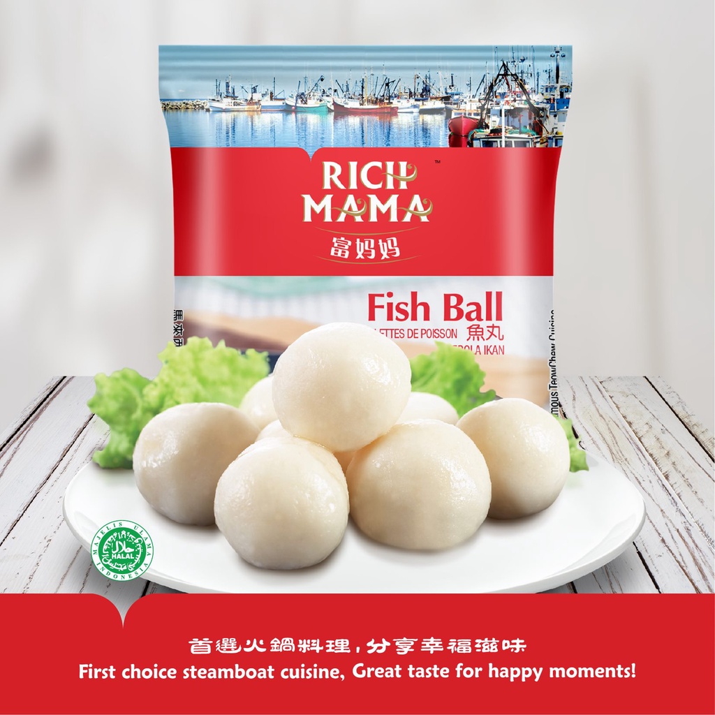 Frozen Seafood Rich Mama Fish Ball 200 gr Bakso Ikan Suki Steamboat Import Halal