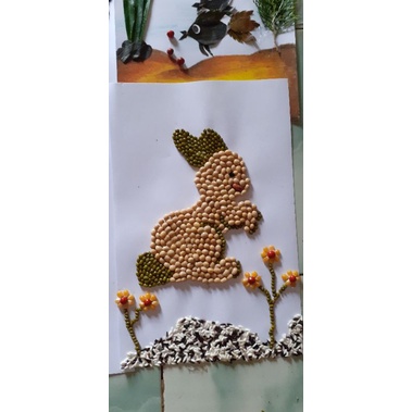 kolase kelinci dari biji bijian aesthetic tugas prakarya