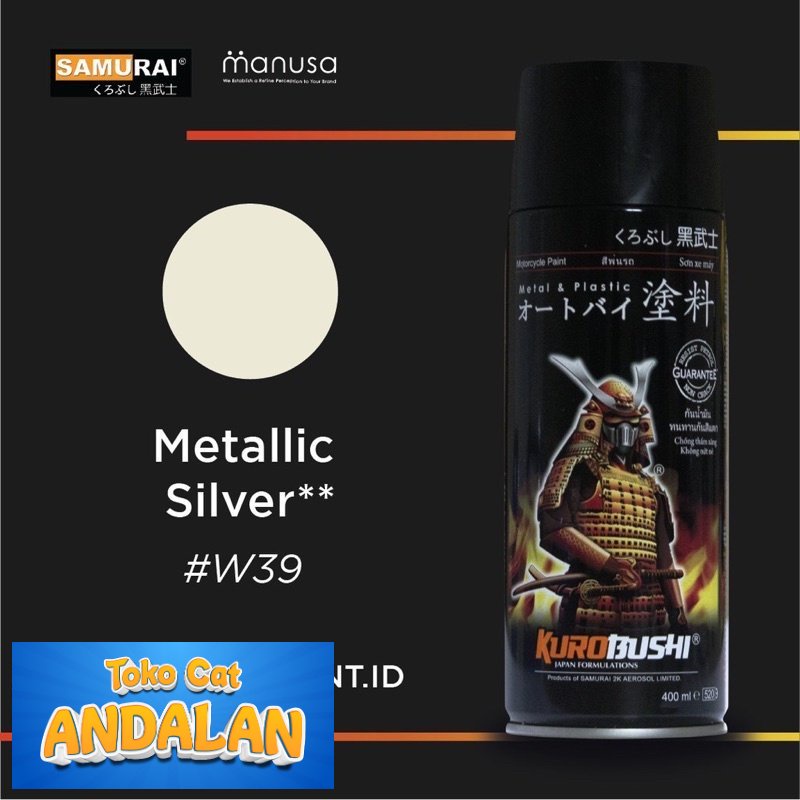 

Toko Andalan - Samurai Paint Metallic Silver W39 Cat Semprot Metalik 400ml / Metalic Pilox Pylox Pilok Tahan Bensin | Toko Andalan Mobil dan Motol