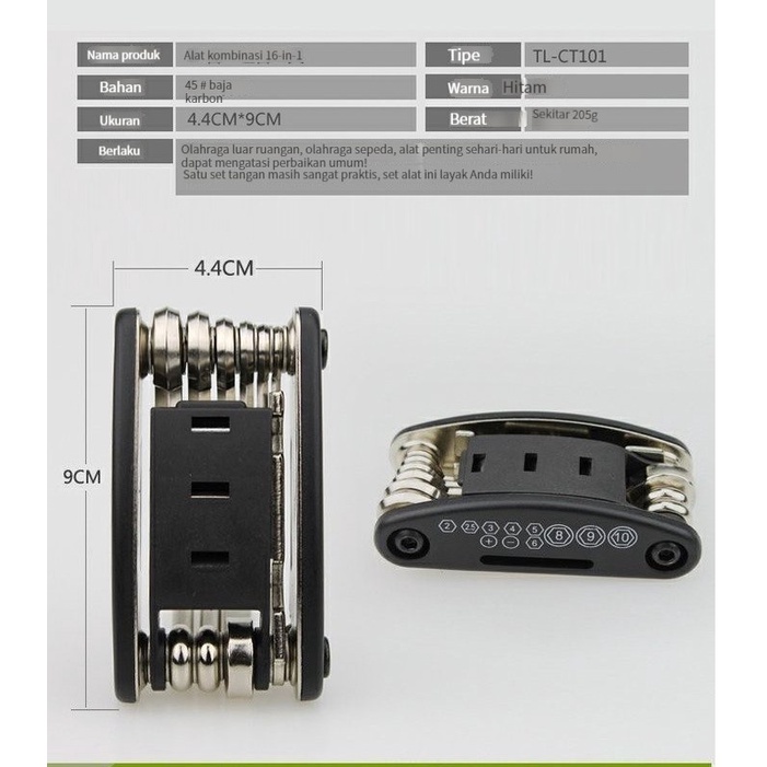 (Stok tersedia, dikirim dari Jakarta) Sepeda gunung alat perbaikan mini portabel alat kombinasi perbaikan kunci hex rumah multifungsi