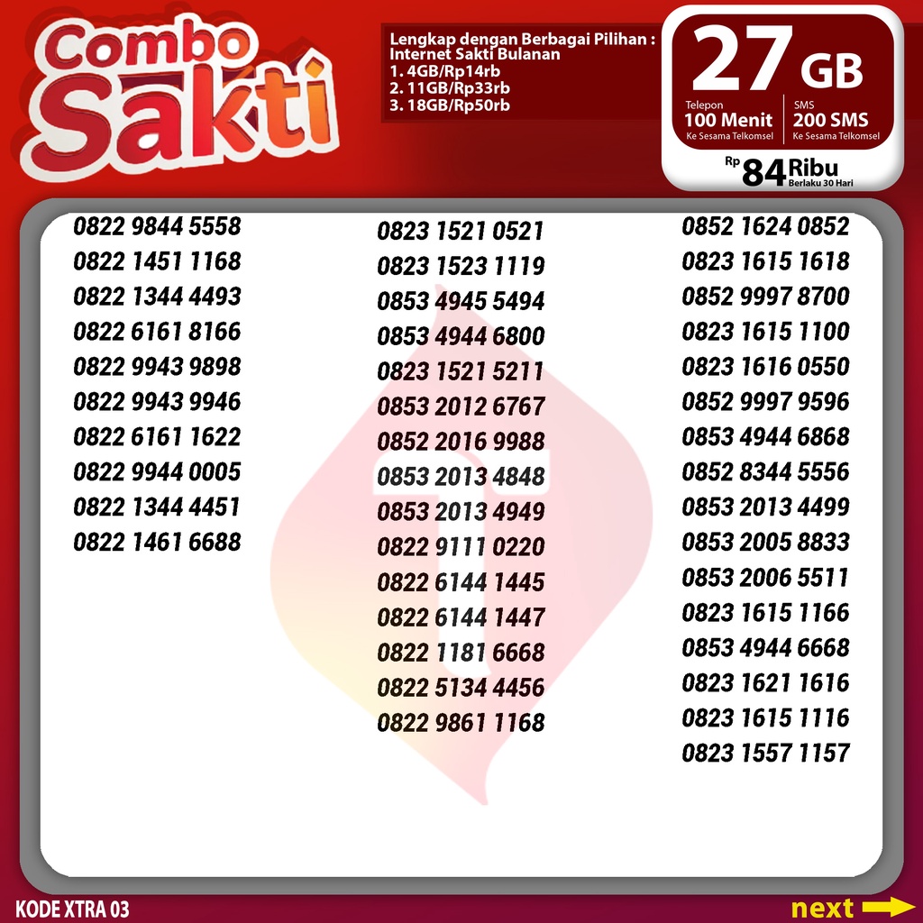 Nomor Cantik Kartu sakti 30gb 75rb Nomor Cantik Sakti 30gb 75rb simpati loop as