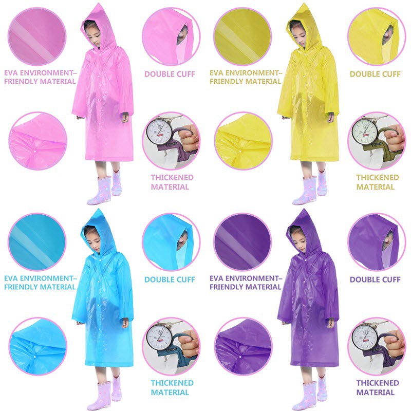 ZBH Jas Hujan Anak Karakter Hoodie Murah EVA Ponco Lengan Polos Jas Hujan Dewasa Warna Mantel Rain Coat Murah Import Berkualitas