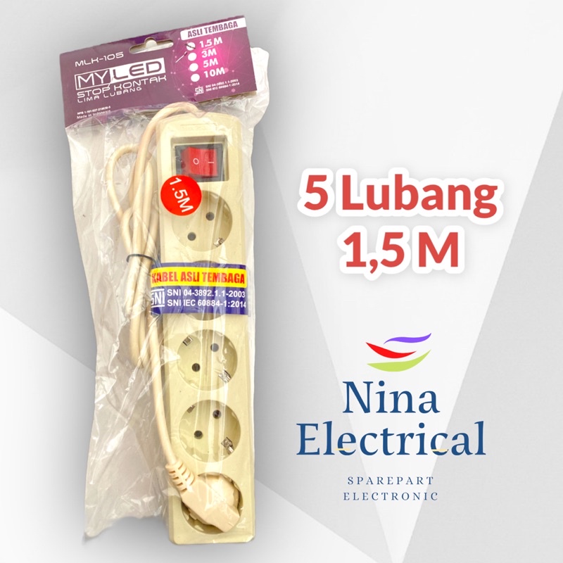 STOP KONTAK PLUS KABEL 1,5M 3M 5M 10M DIJAMIN BAGUS TEMBAGA SNI