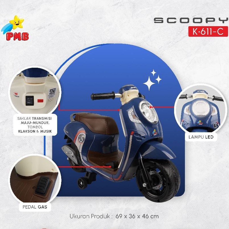 Motor Aki PMB Scoopy K611C - Mainan Motor Anak Ride On
