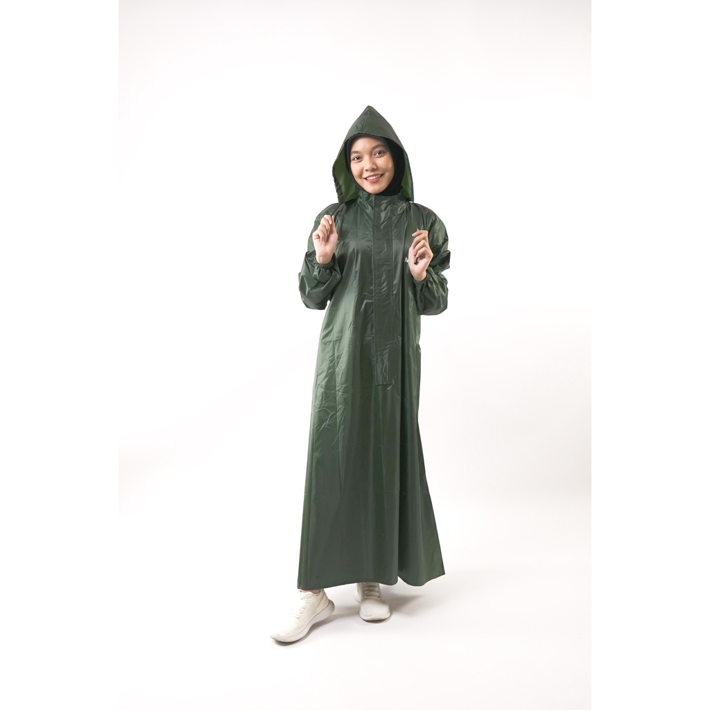Jas Hujan Gamis Muslimah Perempuan Syar'i Mantela Mantel Hujan Trendy Bahan Taslan Premium Anti Rembes Tembus Air