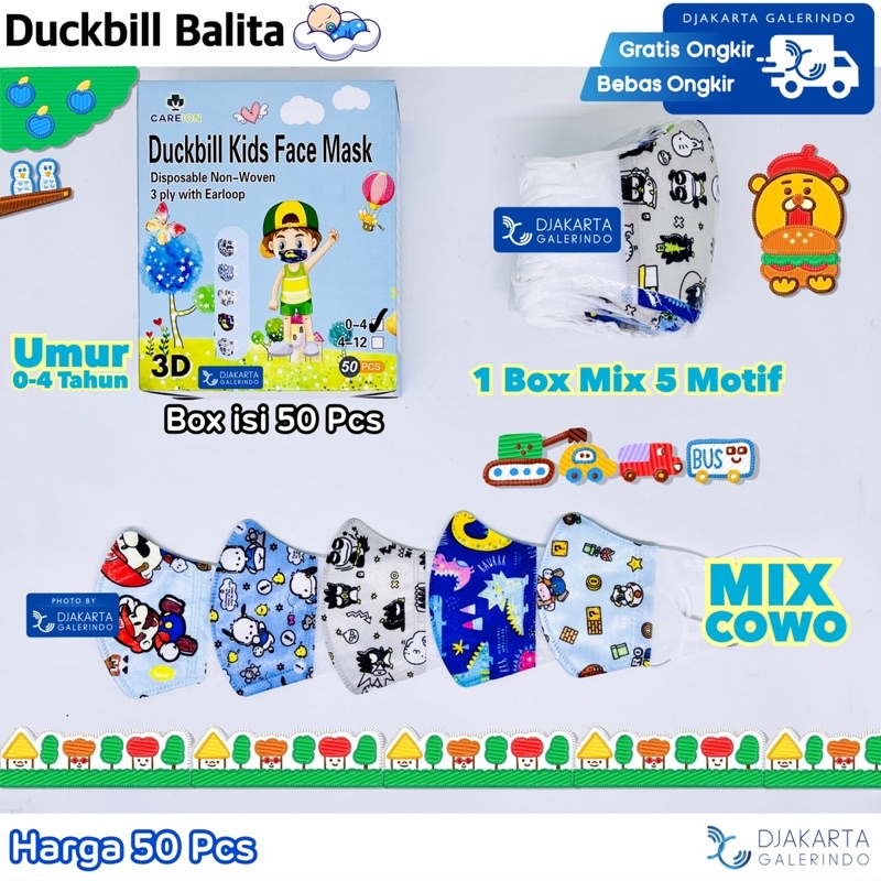 Masker Baby - Masker Balita - Duckbill Bayi - Duckbill Balita 3Ply isi 50Pcs