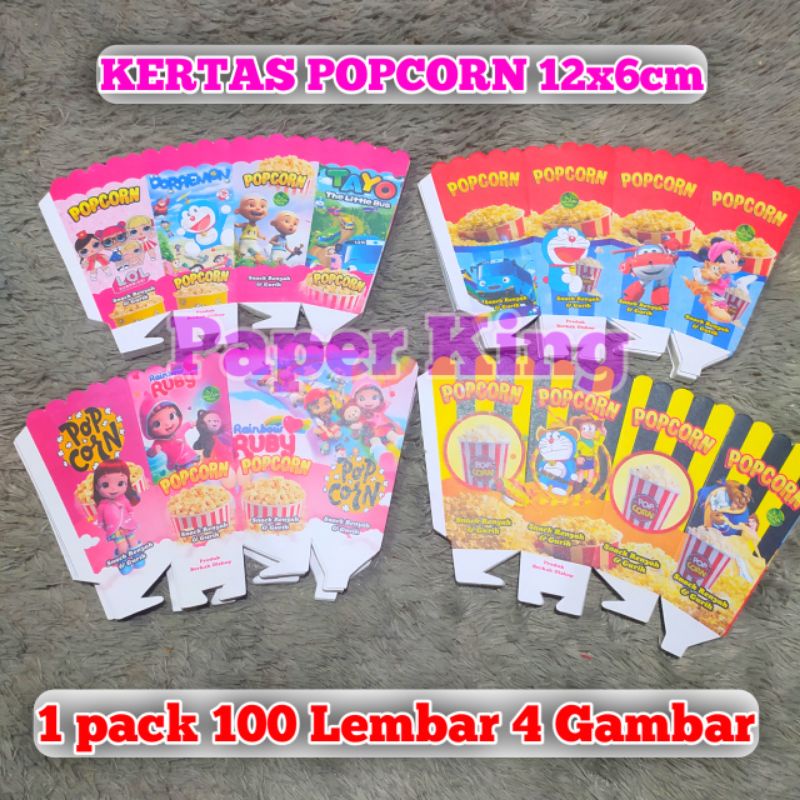 

kertas popcorn 12x6 cm foil perak isi 100 lembar 1 pack 4 gambar kemasan popcorn wadah popcorn kotak popcorn bungkus popcorn