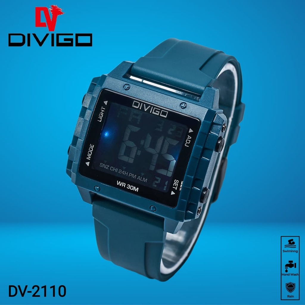 [DGS] Jam tangan digital Wanita/pria DIVIGO Digital Original DV-2110 Water Resistant 3ATM