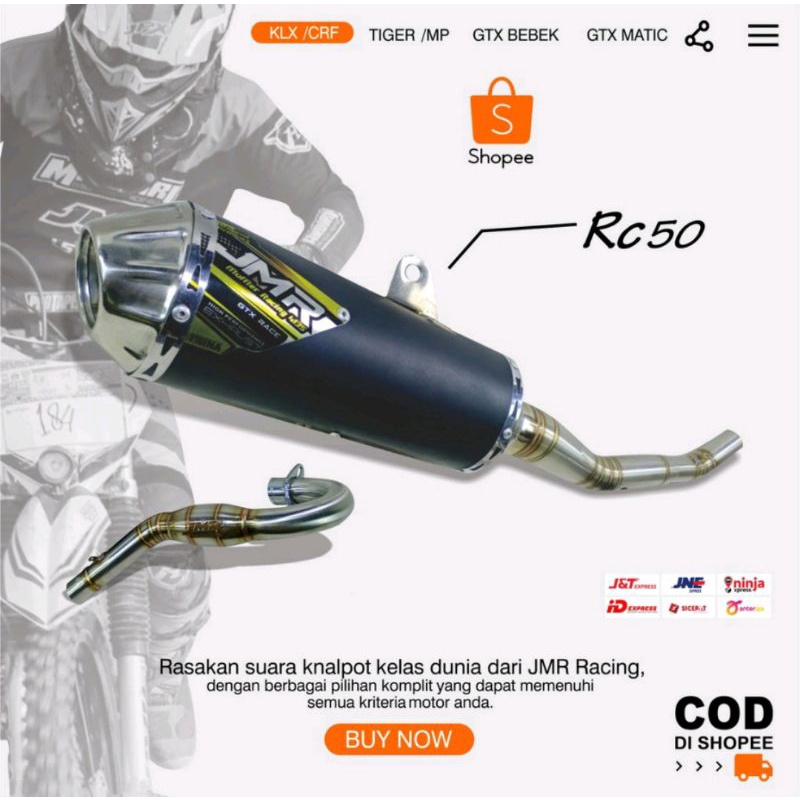 Knalpot Klx knalpot Crf Jmr racing 4156 type RC 50 black coating