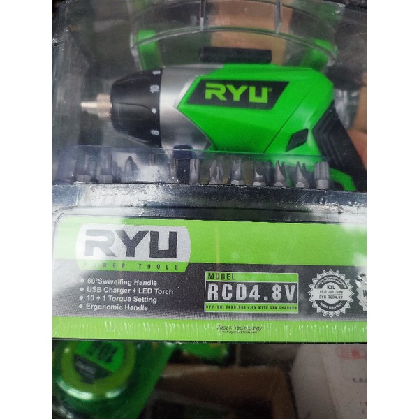 ryu RCD4.8v mesin bor obeng baterai cordless RCD 4.8v