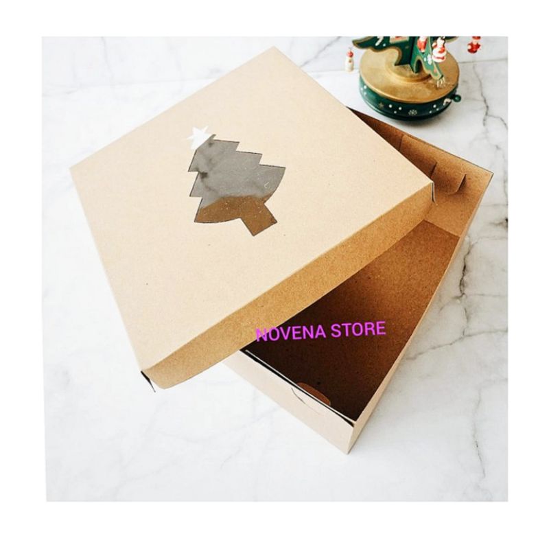 

BOX NATAL MIKA 20x20x10CM KRAFT KOTAK HAMPERS KUE MERRY CHRISTMAS-X'MAS2255