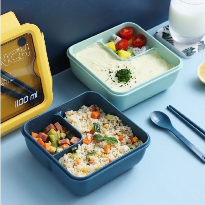 Kotak Makan Transparant BENTO BOX 1100ml / Tempat Makan Lunch Box BPA FREE