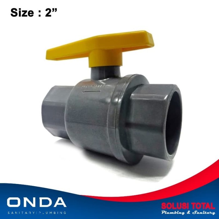 Keran Air Ball Valve Pvcbv 2" Onda Polos Stop Kran Plastik Pvc Kuning 2 Inch