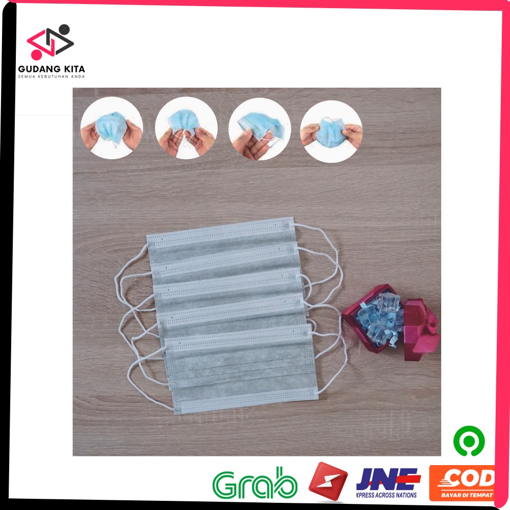 MASKER EARLOOP MEDIS 3PLY WARNA ABU BIRU HITAM / SURGICAL FACE MASK / MASKER HITAM CAREION / MASKER 