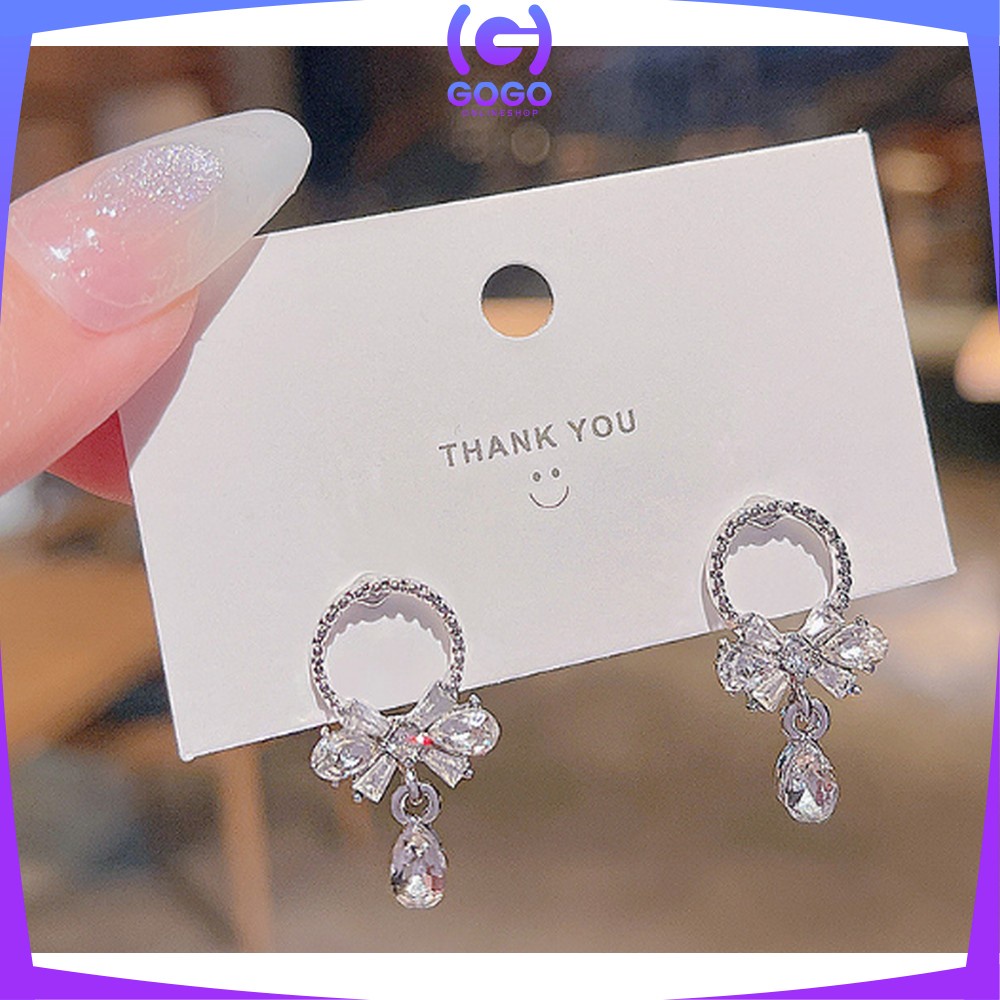 GOGO-K119 Anting Mutiara Gaya Korea Motif Pita Aksesoris Fashion Wanita / Anting Rumbai Panjang Elegant Earrings Butterfly Women