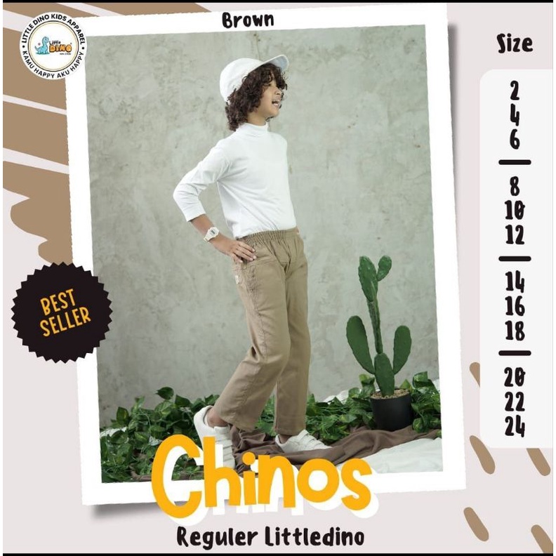 Celana Chino Reguler Litte Dino 6-12 Tahun ICelana Panjang Anak Unisex