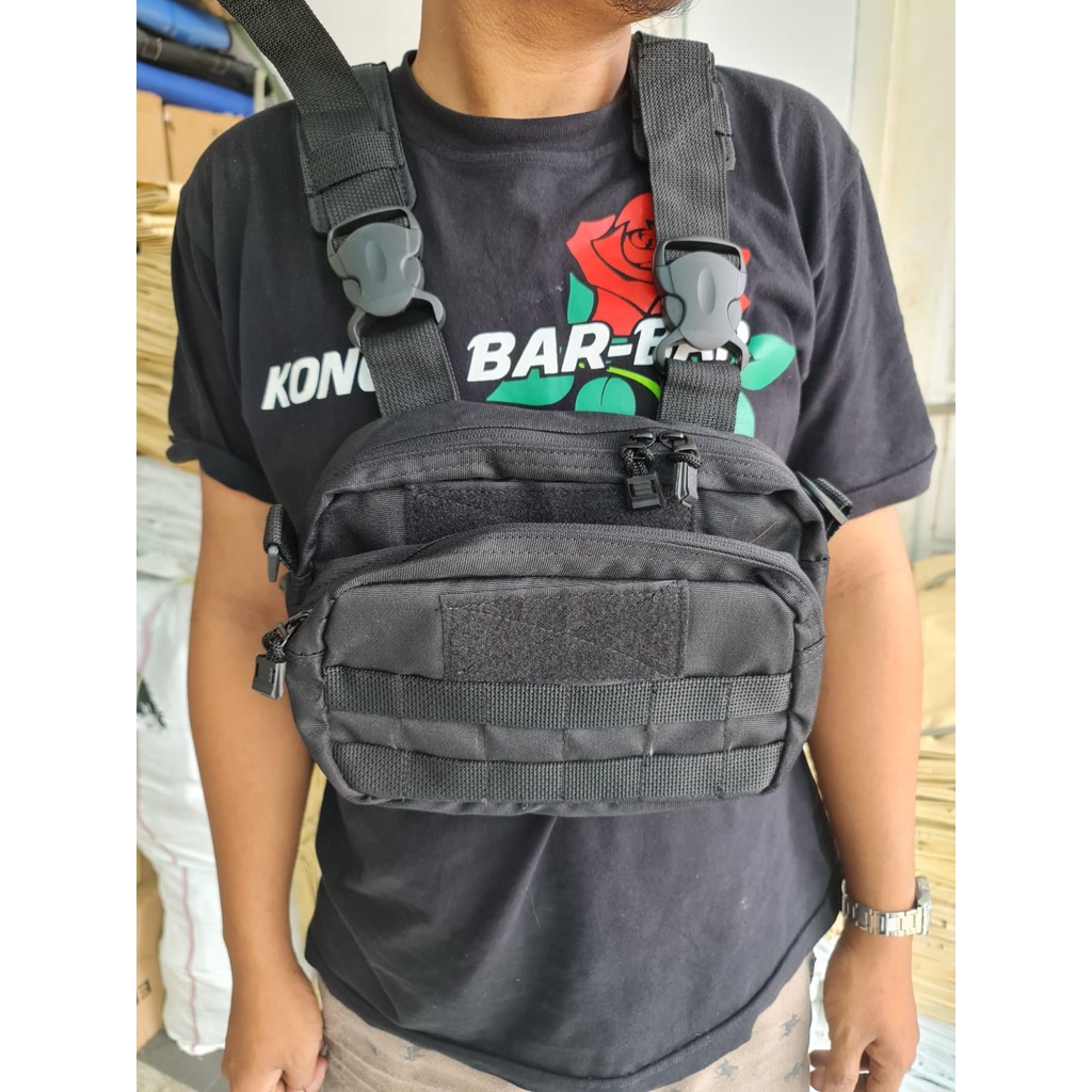 HEYLOOK ID - Chest Bag Pria PHANTOM Hitam Multyfungsi Tas Depan Chestbag Rig Bag Dada Pria Cowok Tac