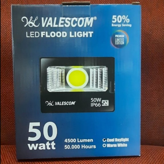 Barangunik2021 -Lampu Sorot AC 50 Watt Tembak IP66 Valescom LED Flood Light Cool Putih dan warm white