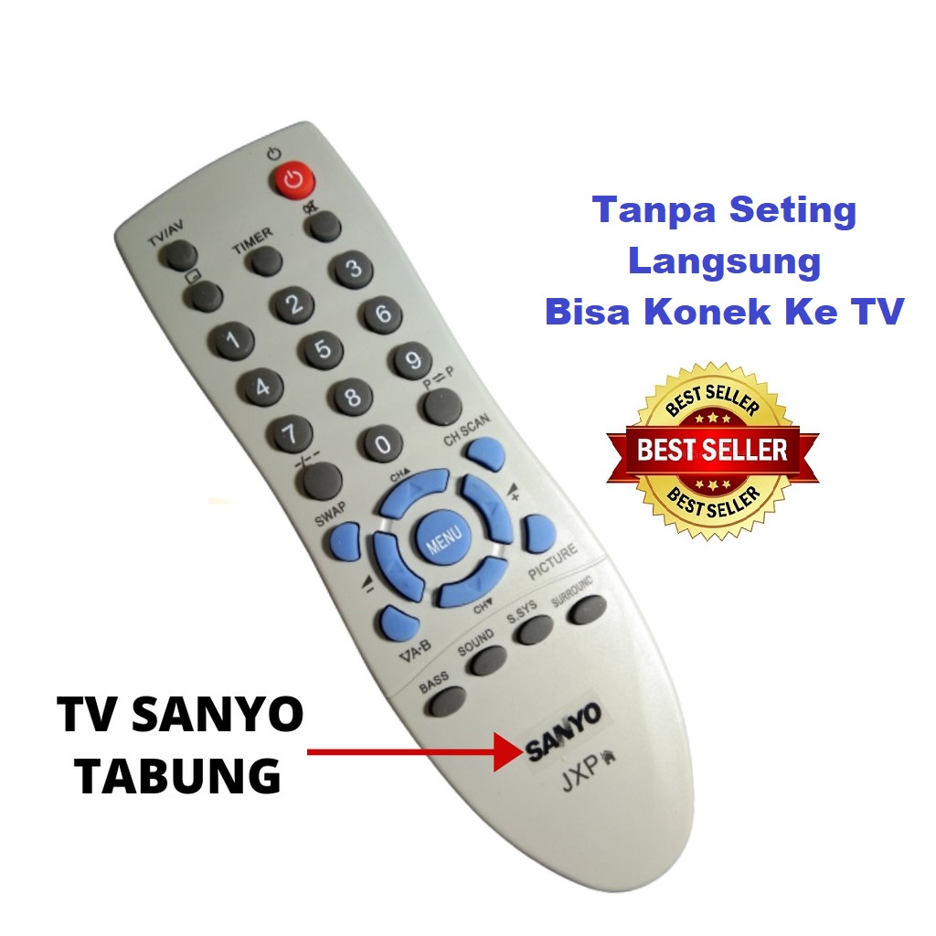 TANPA SETTING- Remot Remote TV Sanyo Tabung Slim Flat JXPSG / KXADA Original Pabrik / KW