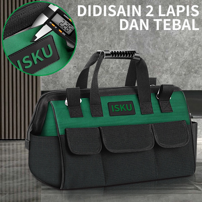 ISKU Tool bag 13 15 17 inch Kain Oxford Tebal Tas Alat Perkakas Kuat Tas Perkakas Toolkit