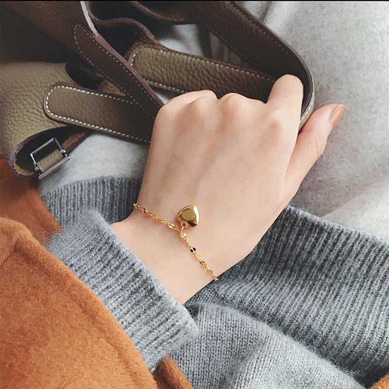 Gelang Liontin Hati Bahan Logam Gaya Retro Untuk Pria Dan Wanita