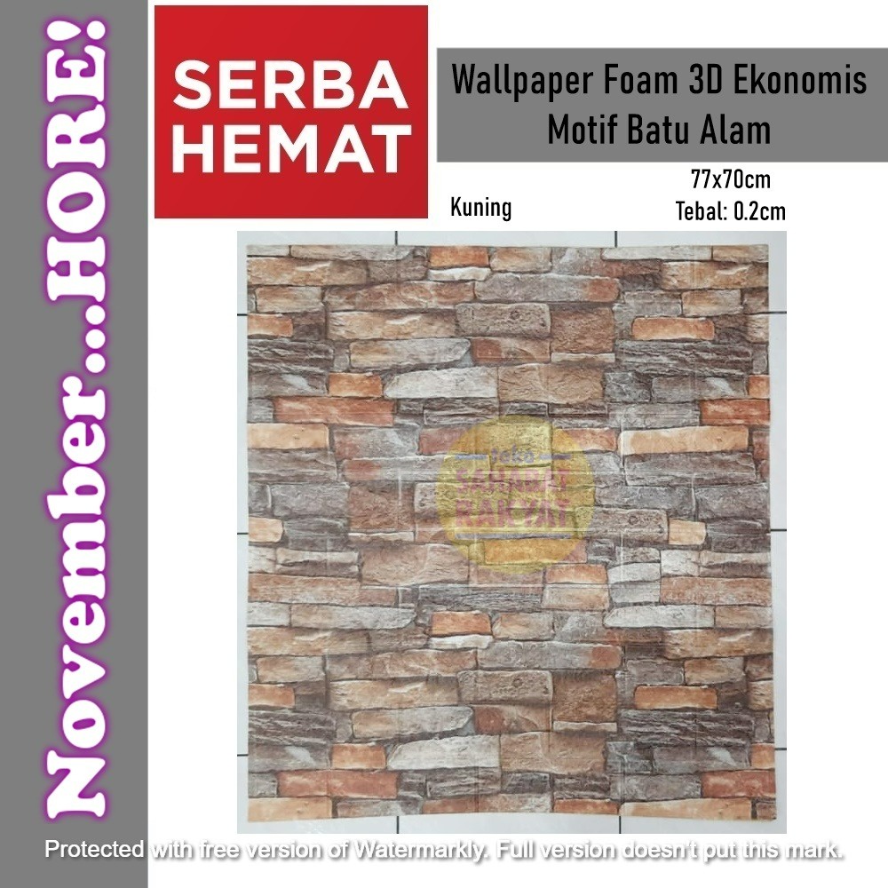 Wallpaper Dinding Foam 3D Batu Alam 77x70cm