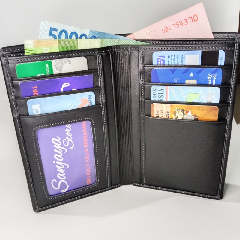 Dompet Kulit Pria 3/4 Original Kulit Asli Tanpa Slot Tengah