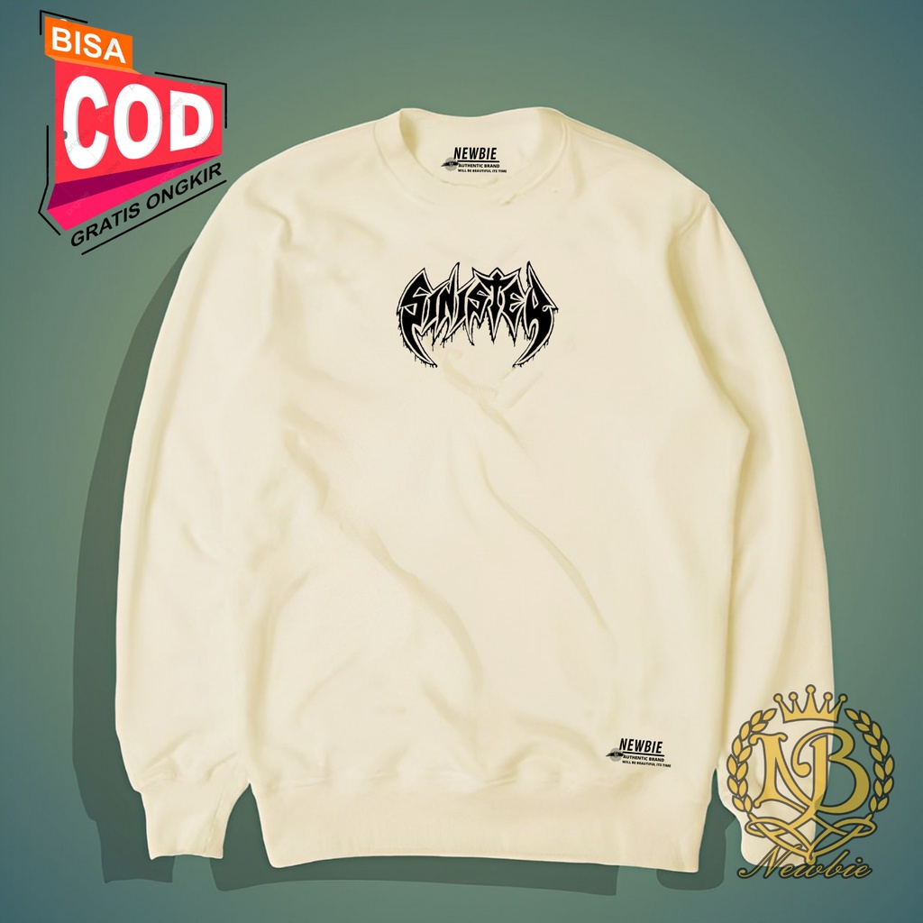 Sweater Crewneck Pria Distro Crem Grafity Sweter Warna Cream List SINISTEK Switer Oblong Crewnek CN Brand Lokal Crowneck Oversize Original NEWBIE