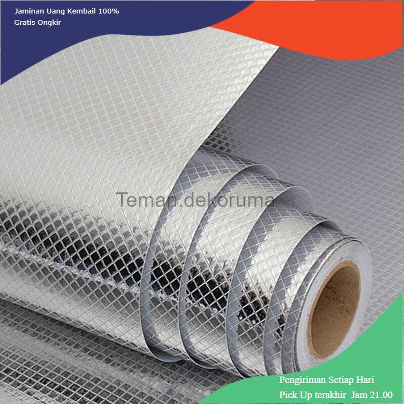 TD - PR DIYOMG Wallpaper Aluminium Foil Anti Minyak Grid 200x60 cm - CFT3